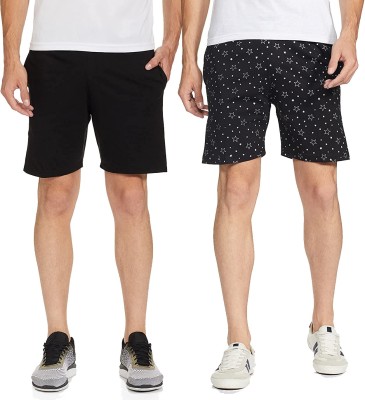 Jonney Solid, Printed Men Black Regular Shorts