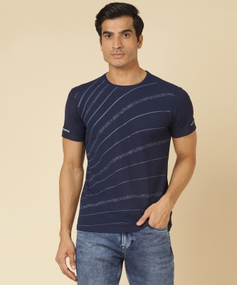 Louis Philippe Sport Printed Men Round Neck Blue T-Shirt