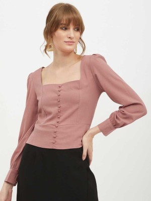 Fab Star Casual Solid Women Pink Top