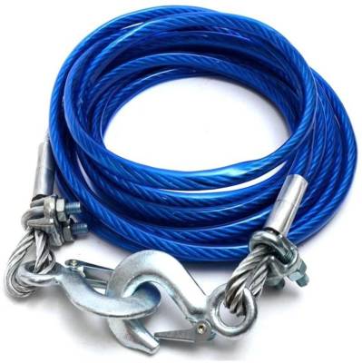OLMEO 4 Tons Steel Wire Tow Cable Tow Strap Towing Rope with Hooks