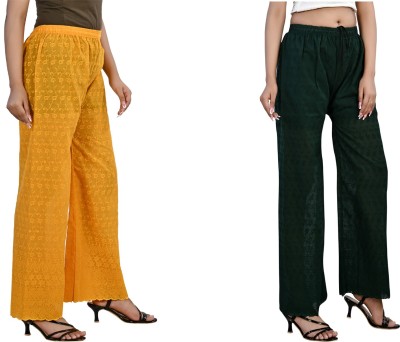 LETZ DEZINE Relaxed Women Yellow, Green Trousers