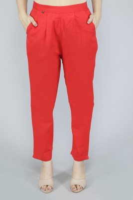 GhabaCreation Regular Fit Women Red Trousers