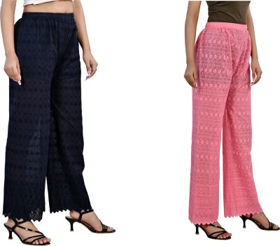 LETZ DEZINE Relaxed Women Pink, Blue Trousers