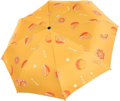 HOUSE OF QUIRK Ultra Light and Small Mini Umbrella with Carrying Pouch - Orange Umbrella(Orange)