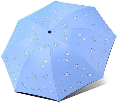 HOUSE OF QUIRK Ultra Light and Small Mini Umbrella with Carrying Pouch - Blue Cloud Umbrella(Blue)