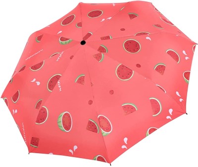 HOUSE OF QUIRK Ultra Light and Small Mini Umbrella with Carrying Pouch - Watermelon Umbrella(Red)