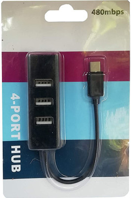 BhalTech Type C to USB 2.0 Type C to 4 Port USB 2.0 Hub USB USB Hub(Black)