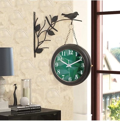 Saree House Analog 25 cm X 25 cm Wall Clock(Black, With Glass, Double-Sided)