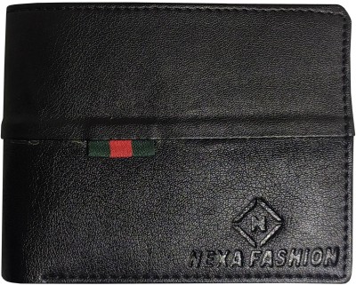 NEXA FASHION Men Black Artificial Leather Wallet(3 Card Slots)