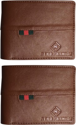 NEXA FASHION Men Tan Artificial Leather Wallet(3 Card Slots, Pack of 2)