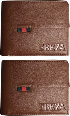 EBEZA Men Tan Artificial Leather Wallet(3 Card Slots, Pack of 2)