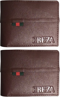 EBEZA Men Brown Artificial Leather Wallet(3 Card Slots, Pack of 2)