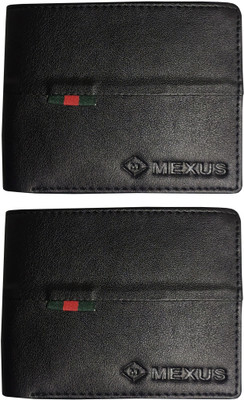 MEXUS Men Black Artificial Leather Wallet(3 Card Slots, Pack of 2)