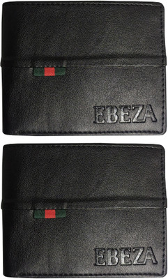 EBEZA Men Black Artificial Leather Wallet(3 Card Slots, Pack of 2)