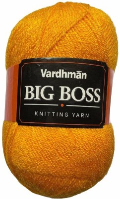 RCB Vardhman BigBoss Wool Soft Fingering Hand Knitting Dyed Yellow Wool Crochet Hook Yarn (200 g) Shade no.19