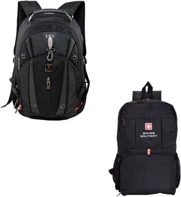 SWISS MILITARY Combo Pack of Laptop Backpack and Black Casual Backpack (LBP76+BP6) 31 L Laptop Backpack