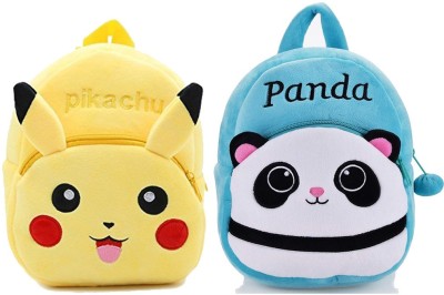 Bluemoon BM-Latch_combo of 2 yellow pikachu, blue panda_1234 12 L Backpack(Multicolor)