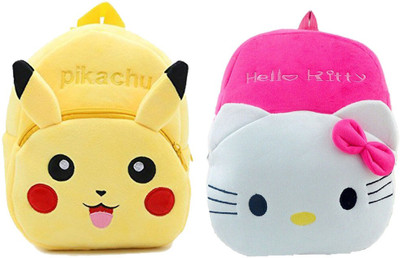 7Eleven Enterprise BM-Latch_combo of 2 yellow pikachu, pink hello kitty_1393 12 L Backpack(Multicolor)
