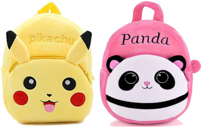 Bluemoon BM-Latch_combo of 2 yellow pikachu, pink panda_1401 12 L Backpack(Multicolor)