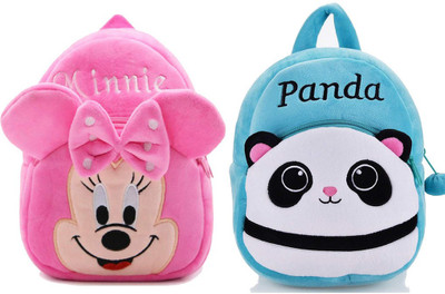 AMANVANI BM-combo of 2 pink minnie, blue panda_1335 12 L Backpack(Multicolor)