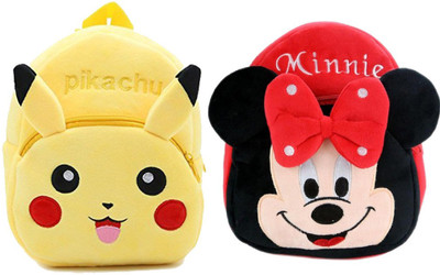 A Little Swag BM-combo of 2 yellow pikachu, red minnie_1231 12 L Backpack(Multicolor)