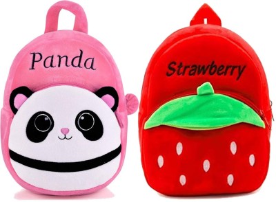 Bluemoon BM-Latch_combo of 2 red strawberry, pink panda_1282 12 L Backpack(Multicolor)