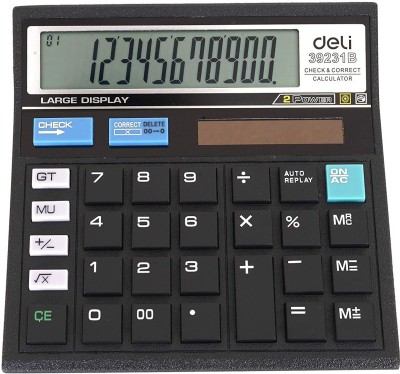 Deli W39231B Calculator, Electronic Desktop Calculator, 12 Digit Large LCD Display, 120 Step Check, Handheld Calculator for Daily and Basic Office Use, Black Basic  Calculator(12 Digit)