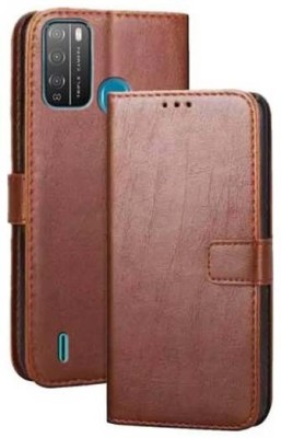 Loopee Flip Cover for Itel vision 1 pro, L6502(Brown, Grip Case, Pack of: 1)