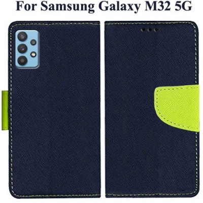 Wristlet Flip Cover for Samsung Galaxy M32 5G(Blue, Cases with Holder, Pack of: 1)