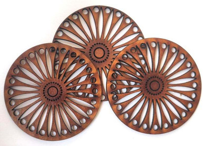 Giftwala Round Wood Coaster Set(Pack of 6)