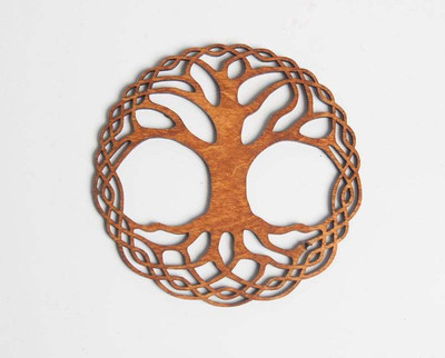 Gojeeva Round Wood Coaster Set(Pack of 6)