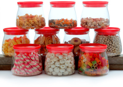Flipkart SmartBuy Plastic Grocery Container  - 800 ml(Pack of 10, Red)