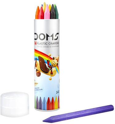 DOMS Plastic Crayons Round Tin Pack 14 Shades(Set of 1, Multicolor)