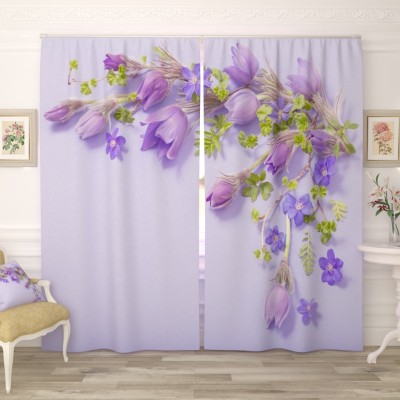 Tample Fab 214 cm (7 ft) Polyester Room Darkening Door Curtain (Pack Of 2)(Floral, Purple)