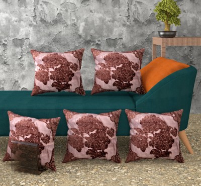 EXOTICE Floral Cushions Cover(Pack of 5, 40 cm*40 cm, Maroon)