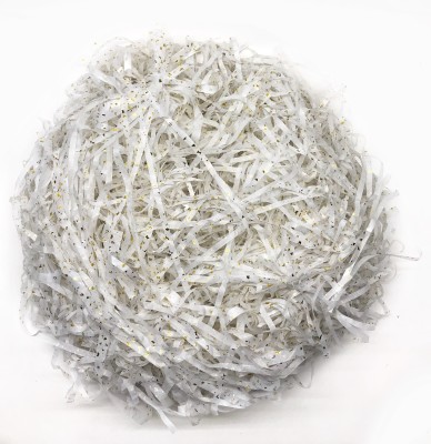 ECO SARRAS WHITE GOLD 100 grams Shredded paper crinkle paper strips, paper grass for gift hampers, wedding gifts, diwali packaging, Christmas decoration