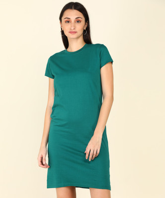 FLYING MACHINE Women A-line Green Above Knee/Mid Thigh Length Dress