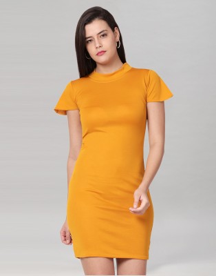 Selvia Women Bodycon Yellow Dress