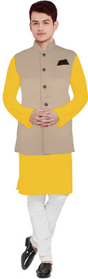 OS Jeans Men Kurta Churidar Ethnic Jacket Set