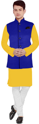 OS Jeans Men Kurta Pyjama Ethnic Jacket Set