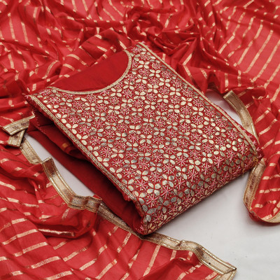 DnVeens Chanderi Embellished Salwar Suit Material