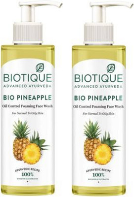 BIOTIQUE Bio Pineapple oil Control Foaming  | Pack Of 2 | 200ml + 200ml Face Wash(400 ml)