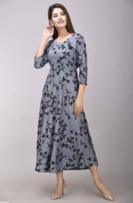 MUDRIKA Flared/A-line Gown(Black, Grey)