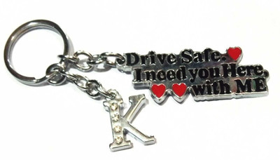 ROYALSHOP DRIVE SAFE WITH ALPHABET K LETTER / K NAME KEY RING Key Chain