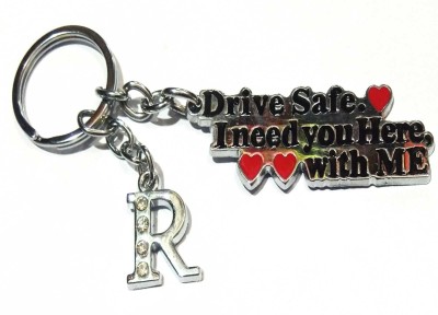 ROYALSHOP DRIVE SAFE WITH ALPHABET R LETTER / R NAME KEY RING Key Chain