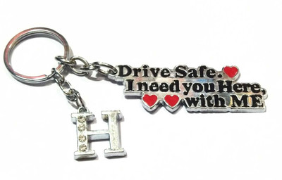 ROYALSHOP DRIVE SAFE WITH ALPHABET H LETTER / H NAME KEY CHAIN Key Chain