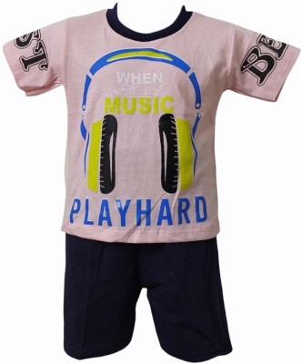 SM Mahira Baby Boys & Baby Girls Casual T-shirt Shorts(Pink)