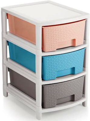 AK HUB Utensil Kitchen Rack Plastic Free Standing Multipurpose 3 Layer Utility Drawer ( Multicolor )