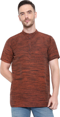 Latest Chikan Men Self Design Straight Kurta(Maroon)