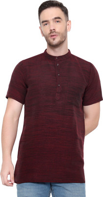 Latest Plus Men Self Design Straight Kurta(Maroon)